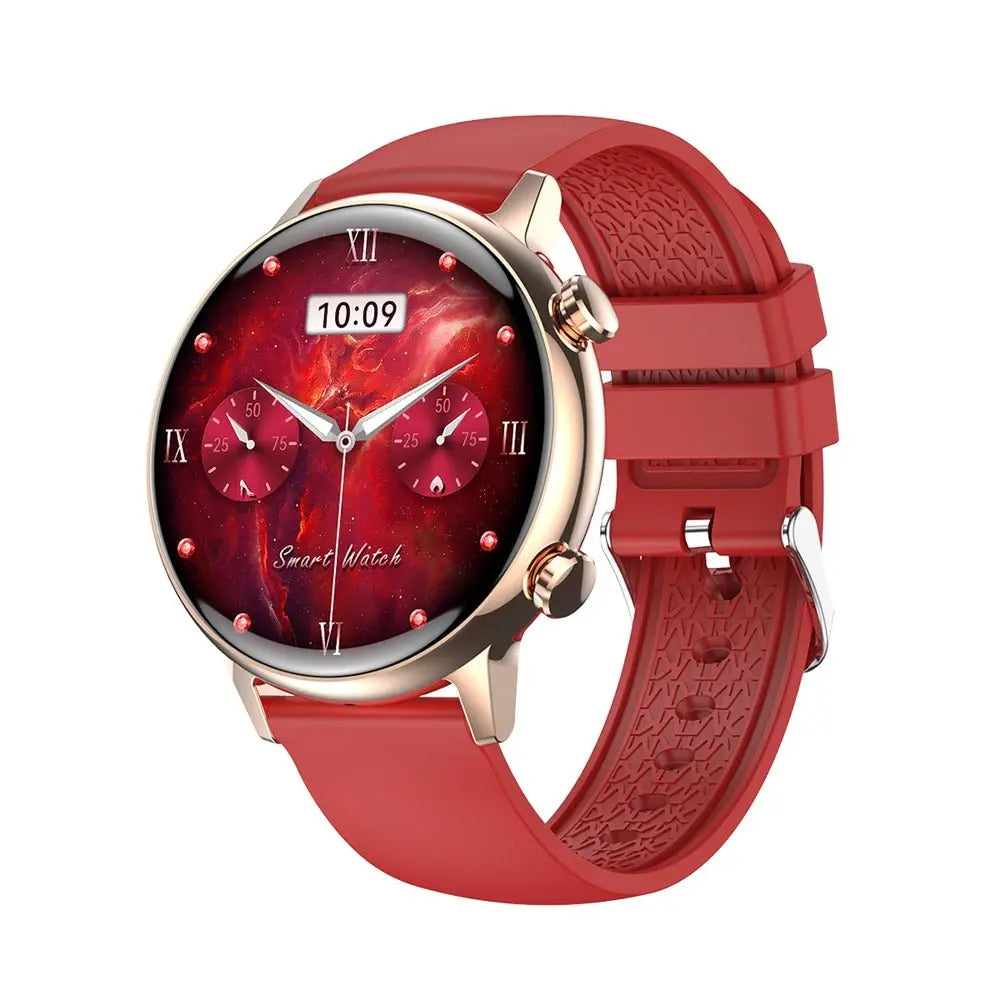 Ceas Smartwatch Dama,TechGS®, Ecran AMOLED HD 1.1 inch, Preluare Apeluri și Mesaje direct de pe Ceas, Monitorizare sănătate: Ritm cardiac/Tensiune arterială/Oxigen, Alarma, Asistent Vocal, IP68 - Cumpara24