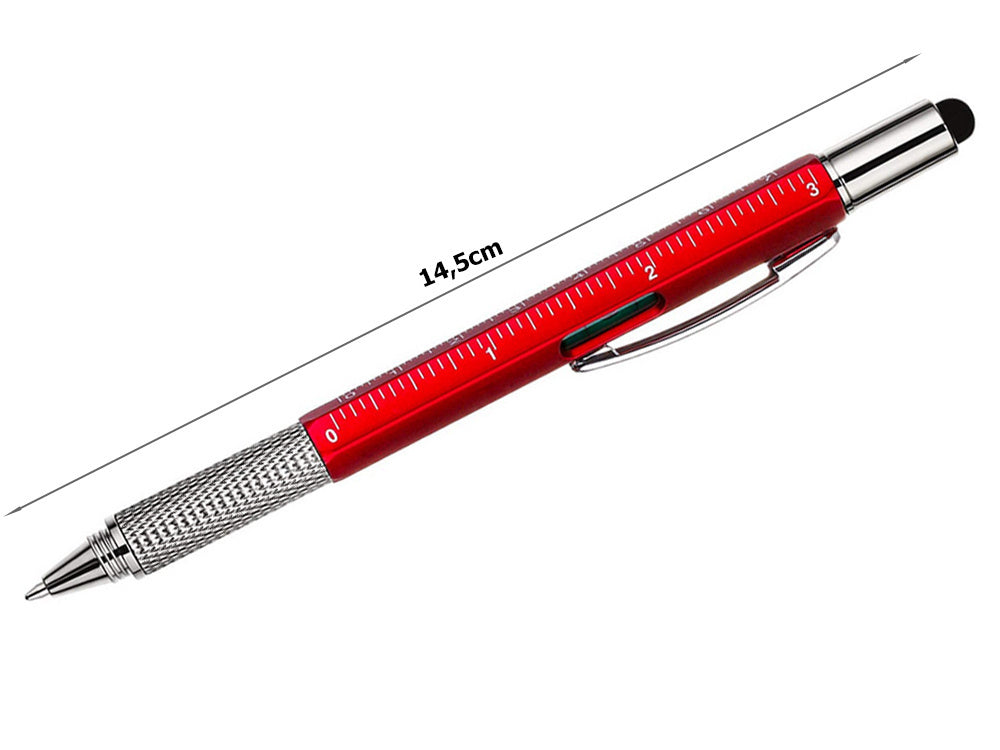 Pix Multifunctional Constructii, 6 in 1, Nivela, Rosu
