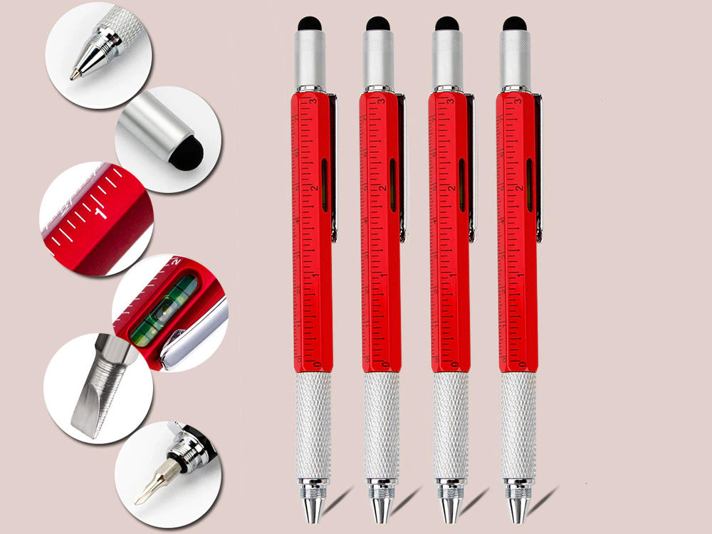 Pix Multifunctional Constructii, 6 in 1, Nivela, Rosu