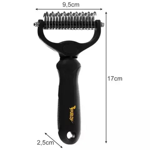 Perie Trimmer cu 2 Fete, Anti - naparlire, Descalcire blana Pisici si Caini, Negru - Cumpara24