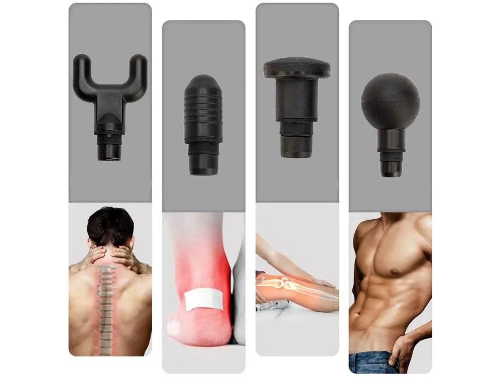 Pistol de Masaj, 4 Capete de Masaj, Anticelulitic, Tonifiere, Relaxare Musculara, NEGRU - Cumpara24
