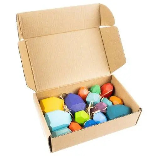 Set 16 Pietre Cuburi din Lemn, Multicolor - Cumpara24
