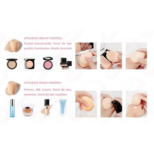 Set 3 Buretei Machiaj Premium Roz - Cumpara24