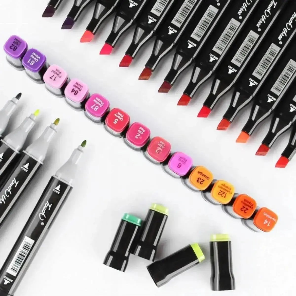 Set Markere Duble, Carioci Profesionale, Cu Cerneala pe Baza de Alcool, 168 DE CULORI, Multicolore - Cumpara24