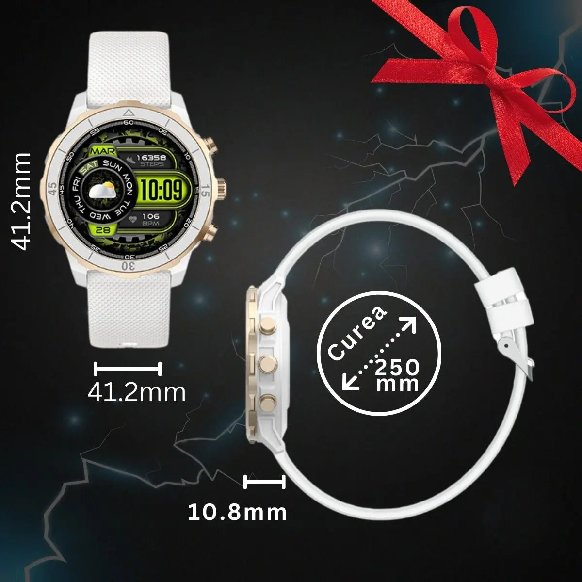 Smartwatch TechGS®, Ecran TFT HD 1.27", Bluetooth 5.2, Monitorizare Cardiaca/Oxigen Sange, 100+ Modele Sportive, Rezistent la Apa IP67, Apeluri Bluetooth, Compatibil Android & iOS, Alb - Cumpara24