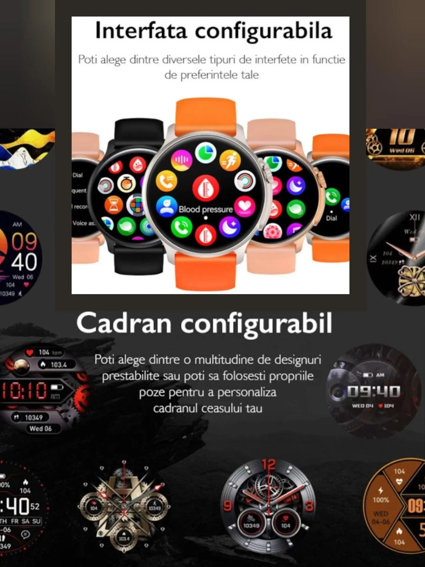 Ceas Smartwatch Unisex, TechGS®, Ecran AMOLED HD de 1.43 inch, Functie Always ON, Rezistenta Inalta, Convorbire prin Bluetooth, Negru - Cumpara24