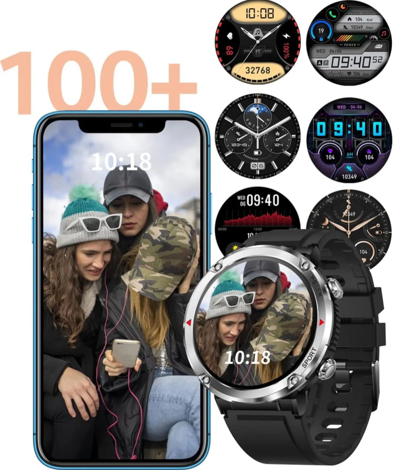 Ceas Smartwatch,TechGS®, pentru expeditii cu aliaje Militare, Baterie 600 mAh, Meniu în Limba Română + Folie de Protecție Ecran - Cumpara24