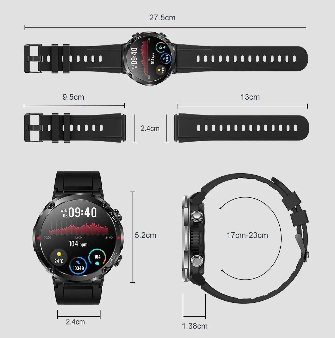 Ceas Smartwatch,TechGS®, pentru expeditii cu aliaje Militare, Baterie 600 mAh, Meniu în Limba Română + Folie de Protecție Ecran - Cumpara24