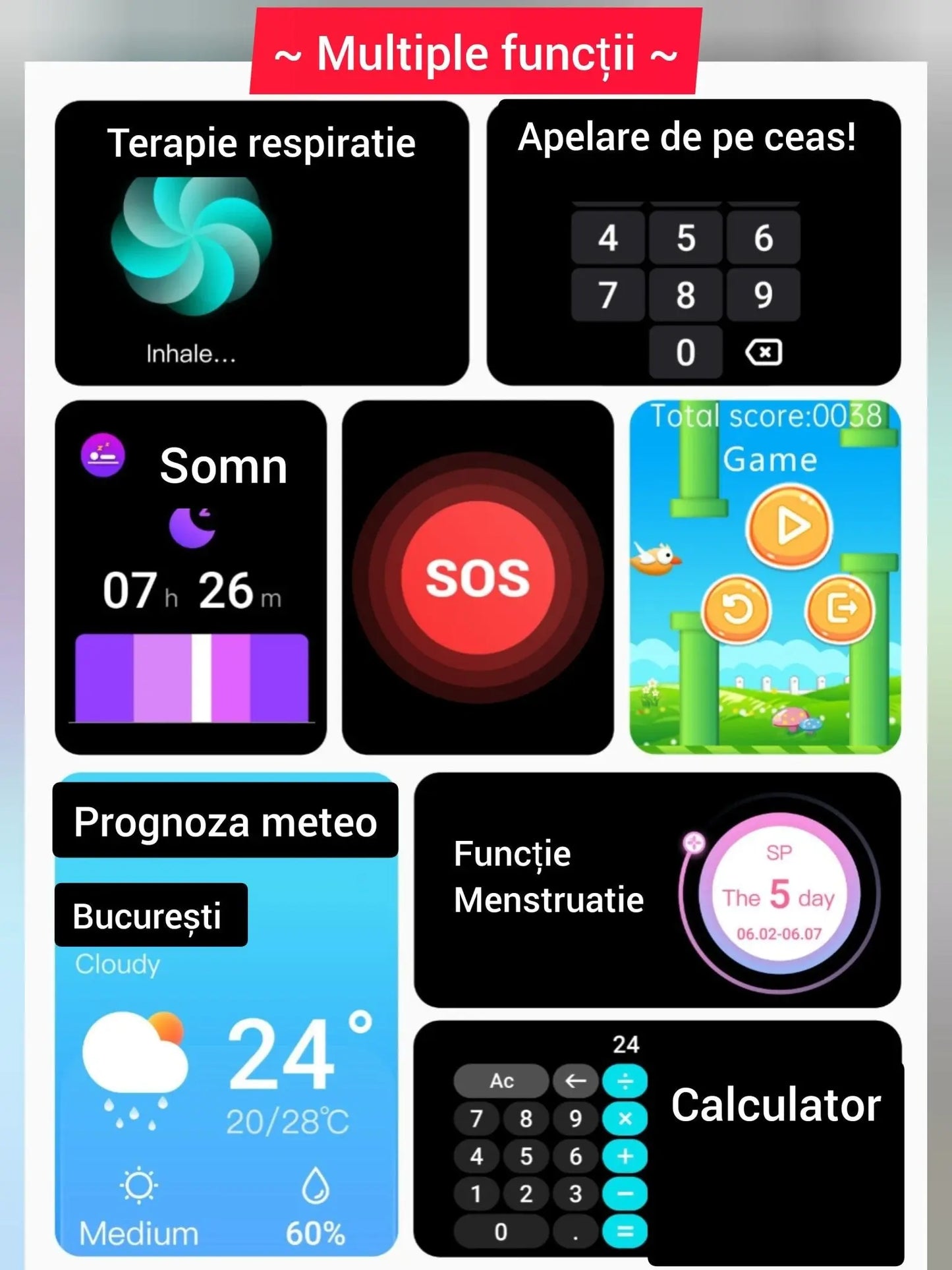 Smartwatch TechGS®, Ecran TFT HD 1.85", Bluetooth 5.2, Monitorizare Cardiaca/Oxigen Sange/Temperatura, 100+ Modele Sportive, Rezistent la Apa IP67, Apeluri Bluetooth, Compatibil Android & iOS, Roz - Cumpara24