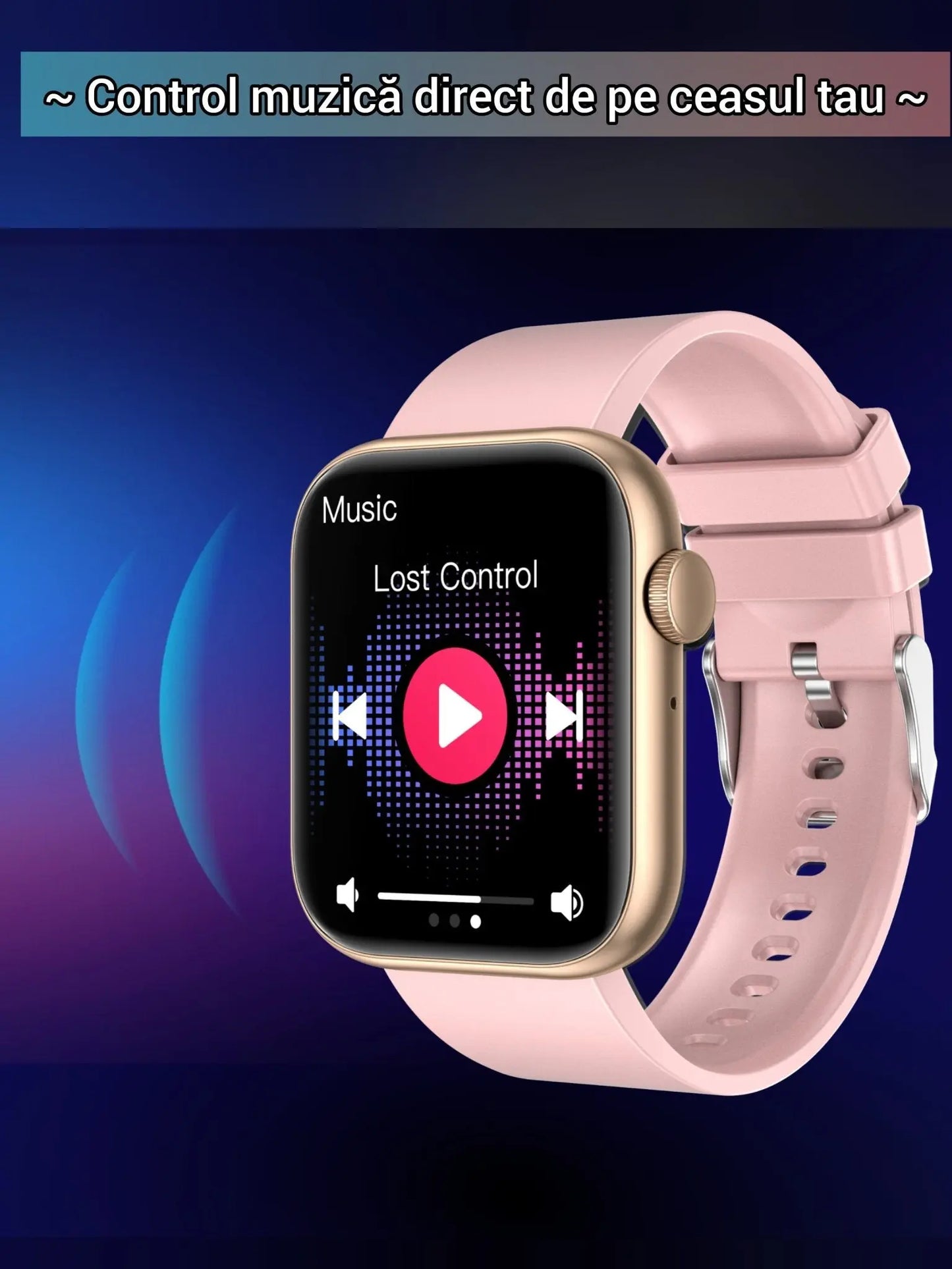 Smartwatch TechGS®, Ecran TFT HD 1.85", Bluetooth 5.2, Monitorizare Cardiaca/Oxigen Sange/Temperatura, 100+ Modele Sportive, Rezistent la Apa IP67, Apeluri Bluetooth, Compatibil Android & iOS, Roz - Cumpara24