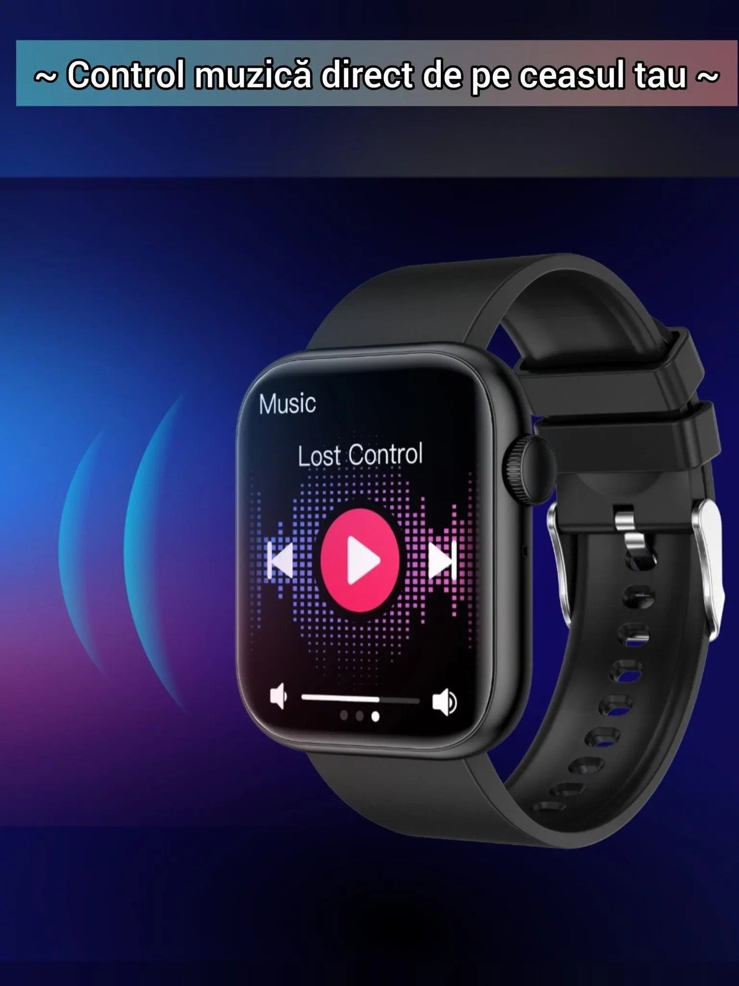 Smartwatch TechGS®, Ecran TFT HD 1.85", Bluetooth 5.2, Monitorizare Cardiaca/Oxigen Sange/Temperatura, 100+ Modele Sportive, Rezistent la Apa IP67, Apeluri Bluetooth, Compatibil Android & iOS, Negru - Cumpara24