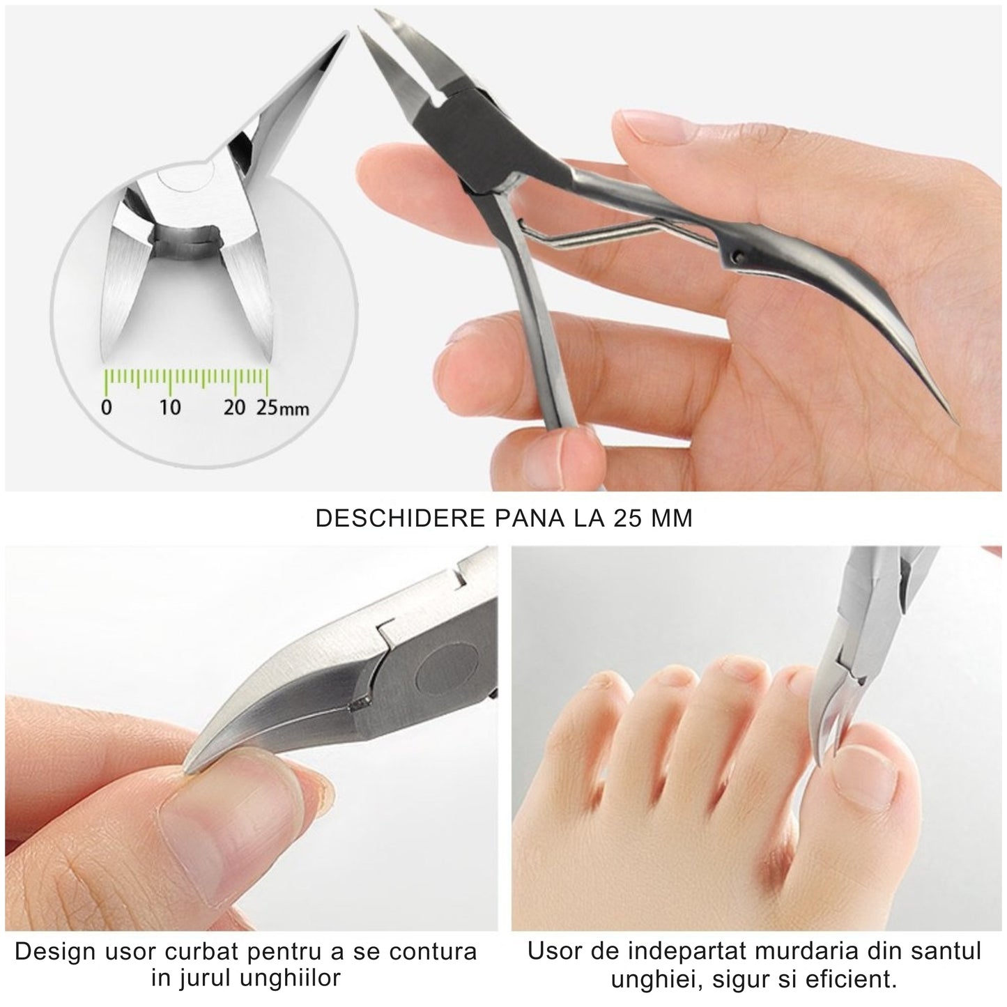 Kit Profesional pentru Unghii cu Probleme, Pentru Maini si Picioare din Otel, 6 Unelte Profesionale + Cutie de Depozitare