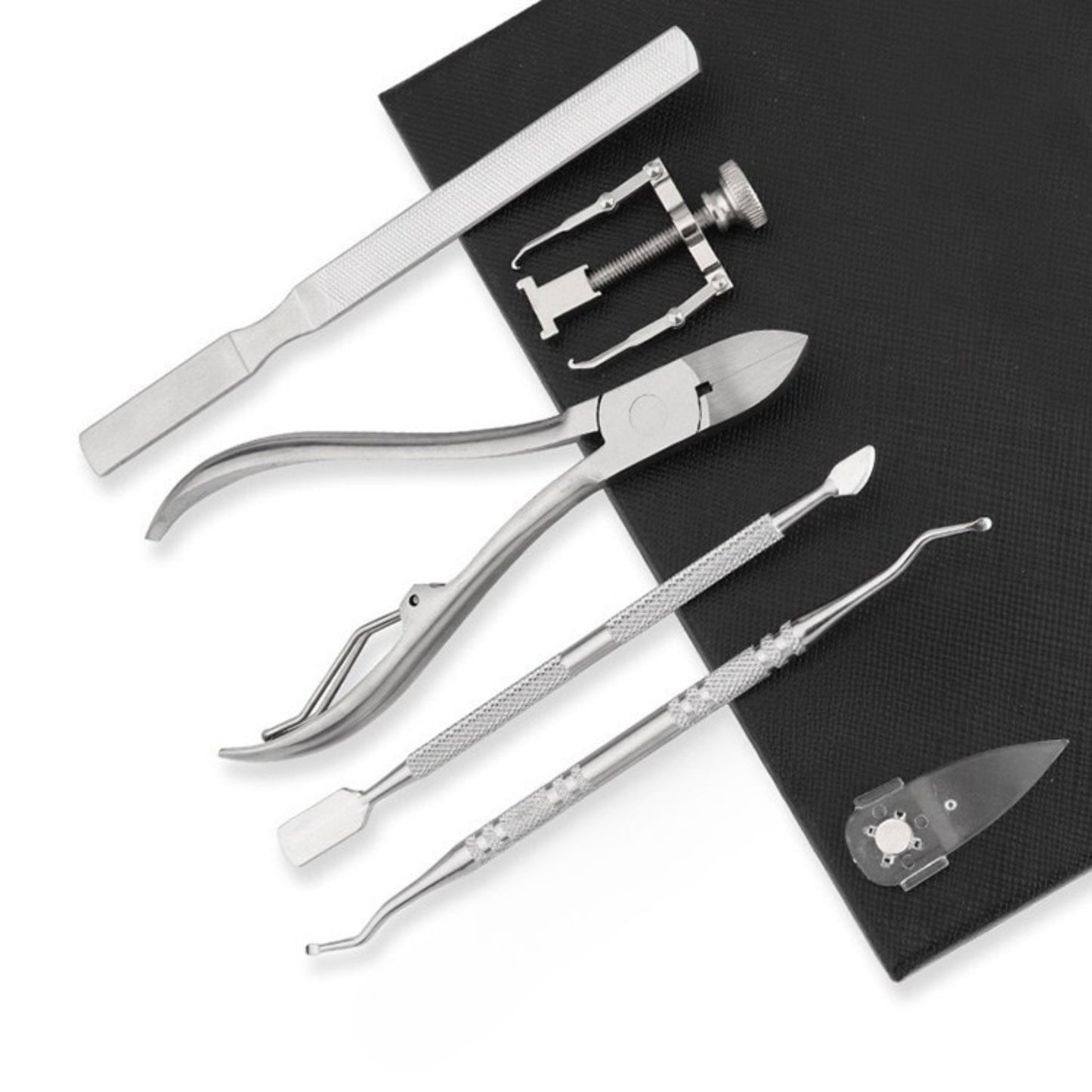 Kit Profesional pentru Unghii cu Probleme, Pentru Maini si Picioare din Otel, 6 Unelte Profesionale + Cutie de Depozitare