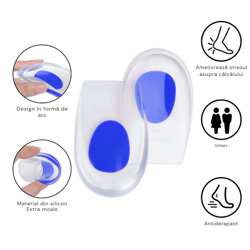 Branturi de Gel pentru Calcai 40-46 – Reduc Oboseala si Durerea Picioarelor, Amortizare si Confort