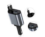 Incarcator Auto 4-in-1 120W cu 2 Porturi USB + Cabluri Retractabile USB-C si Lightning – Incarcare Rapida