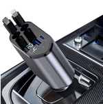 Incarcator Auto 4-in-1 120W cu 2 Porturi USB + Cabluri Retractabile USB-C si Lightning – Incarcare Rapida