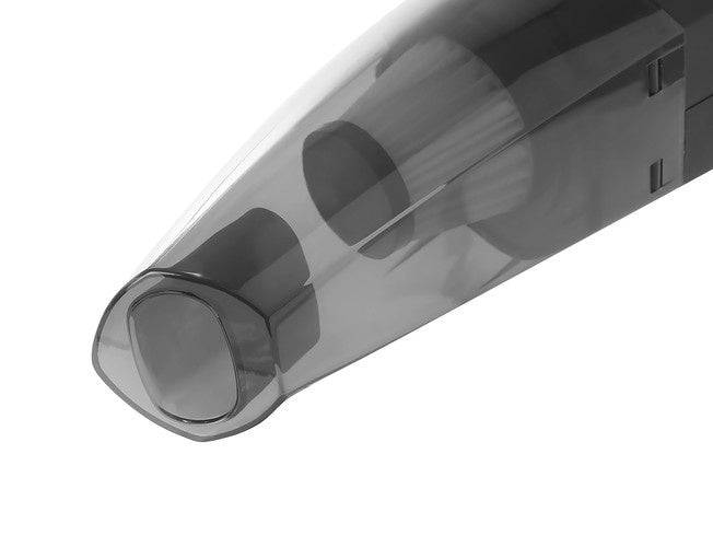 Duza transparentă a aspiratorului auto portabil, proiectată pentru aspirare eficientă a murdăriei și prafului.