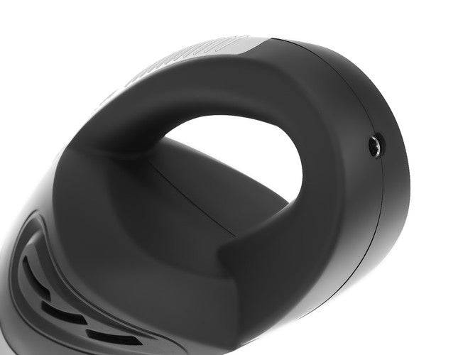 Mâner ergonomic al aspiratorului auto portabil, oferind confort și control optim în timpul utilizării.