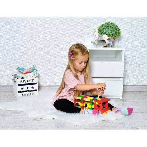 Camion de Lemn cu Suruburi pentru Dezvoltarea Creativitatii si stimularea Imaginatiei + Accesorii - Cumpara24
