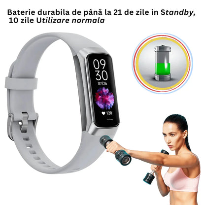 Ceas si Bratara Fitness 2 in 1 TechGS®, Argintiu - Cumpara24