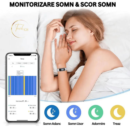 Ceas si Bratara Fitness 2 in 1 TechGS®, Argintiu - Cumpara24