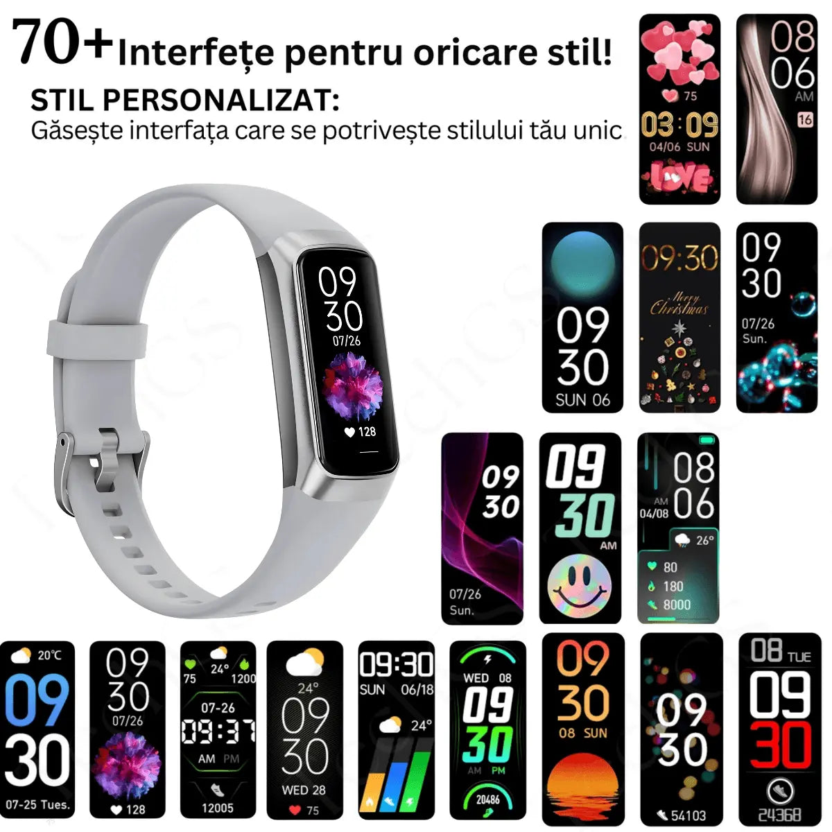 Ceas si Bratara Fitness 2 in 1 TechGS®, Argintiu - Cumpara24