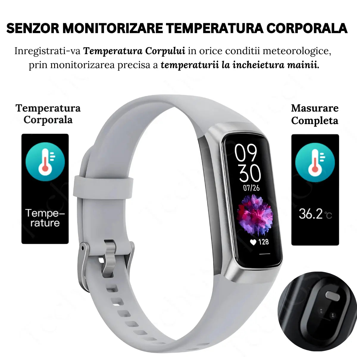 Ceas si Bratara Fitness 2 in 1 TechGS®, Argintiu - Cumpara24