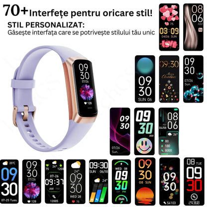 Ceas si Bratara Fitness 2 in 1 TechGS®, Lila - Cumpara24