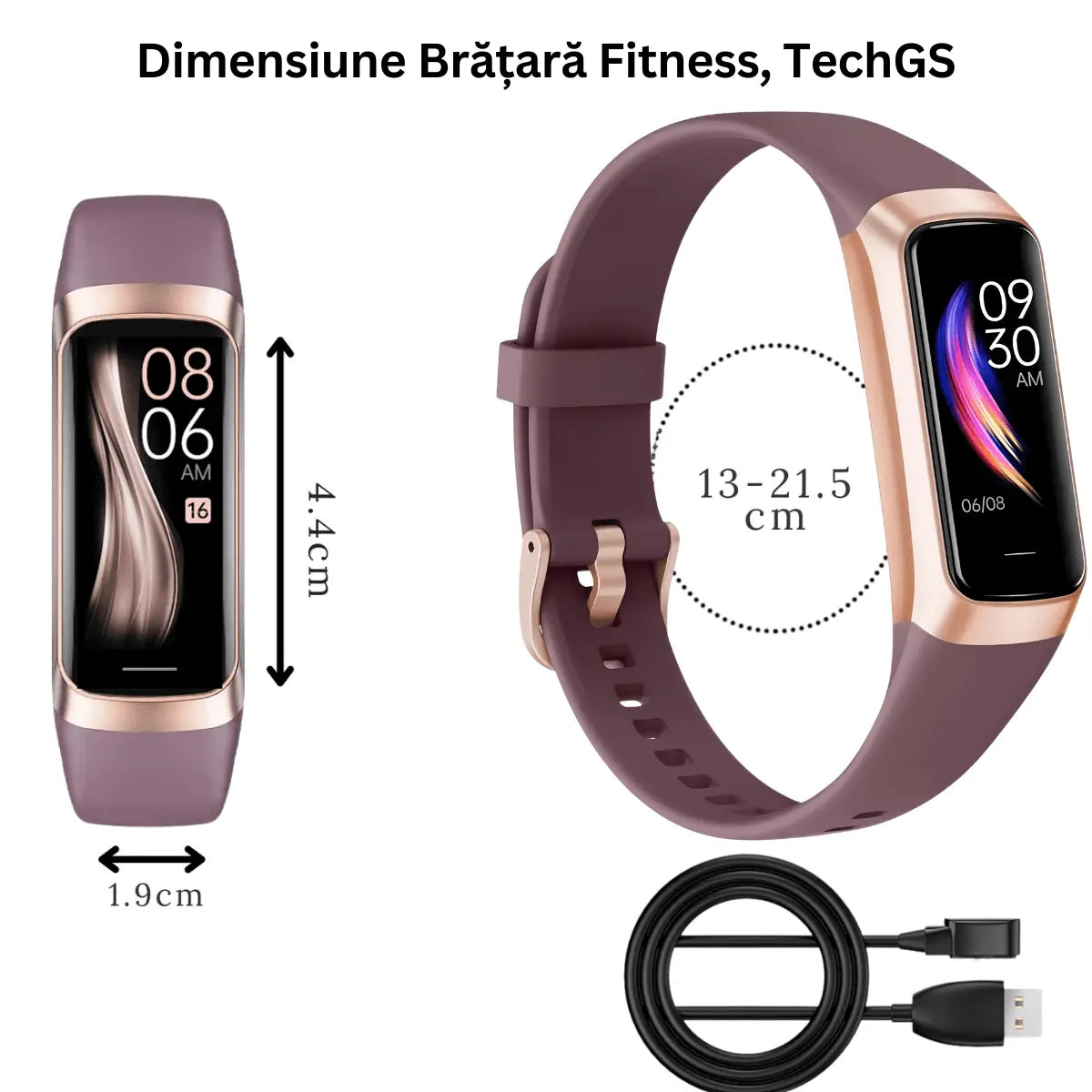 Ceas si Bratara Fitness 2 in 1 TechGS®, Mov - Cumpara24