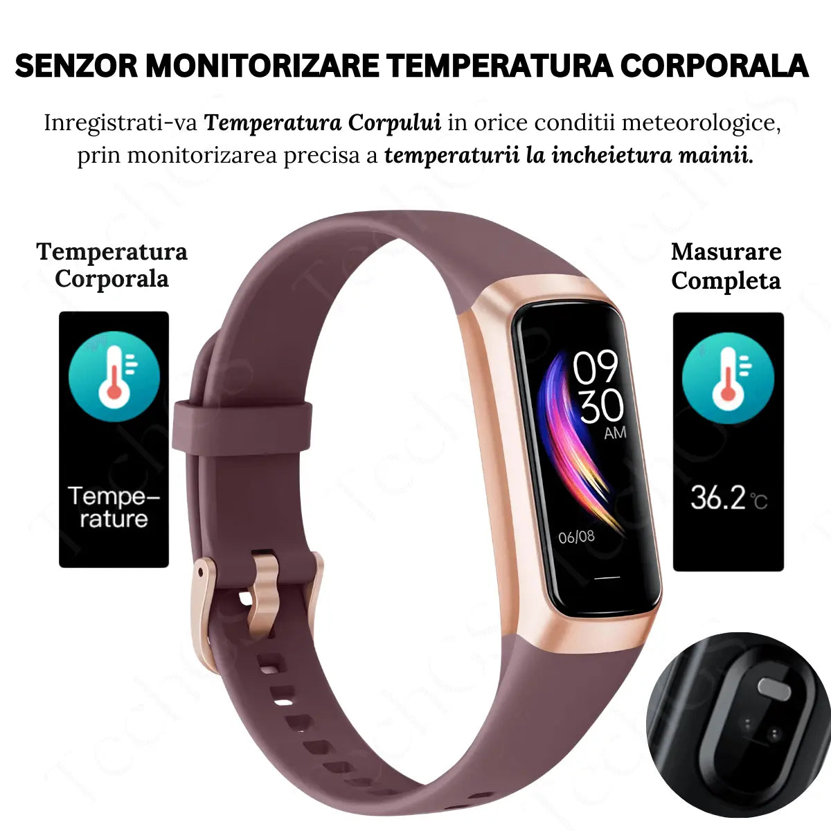 Ceas si Bratara Fitness 2 in 1 TechGS®, Mov - Cumpara24