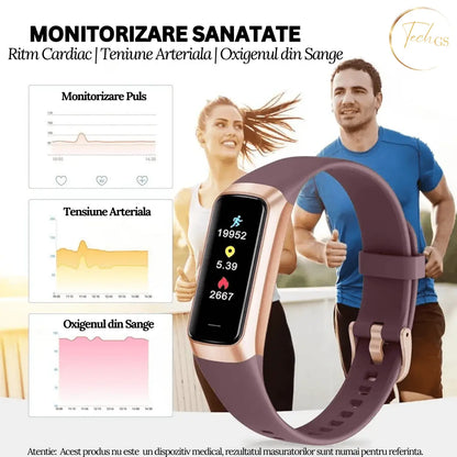 Ceas si Bratara Fitness 2 in 1 TechGS®, Mov - Cumpara24