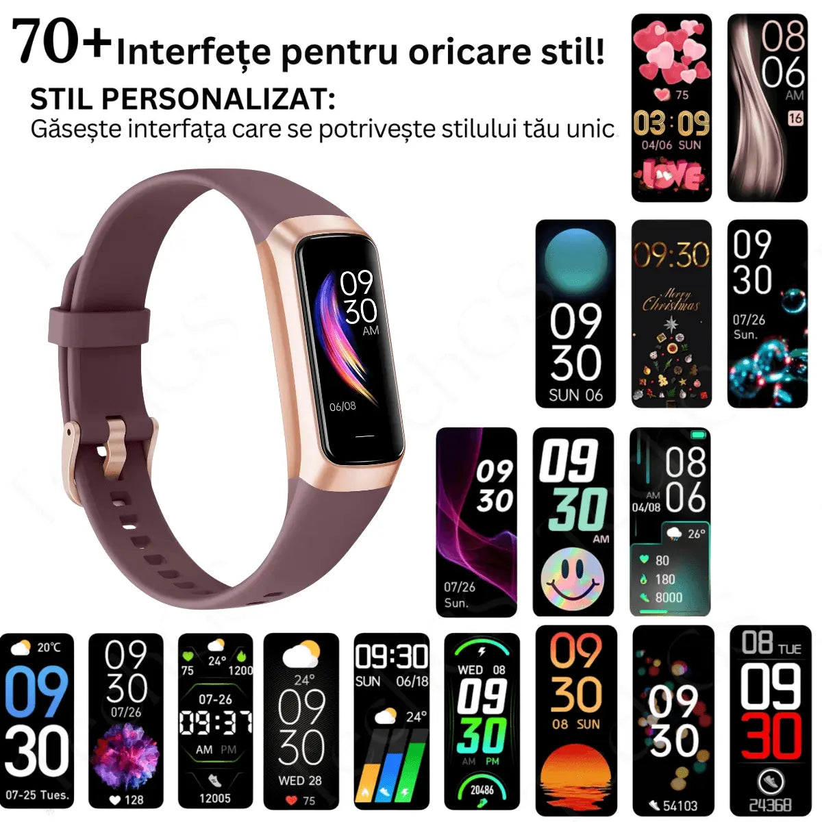 Ceas si Bratara Fitness 2 in 1 TechGS®, Mov - Cumpara24