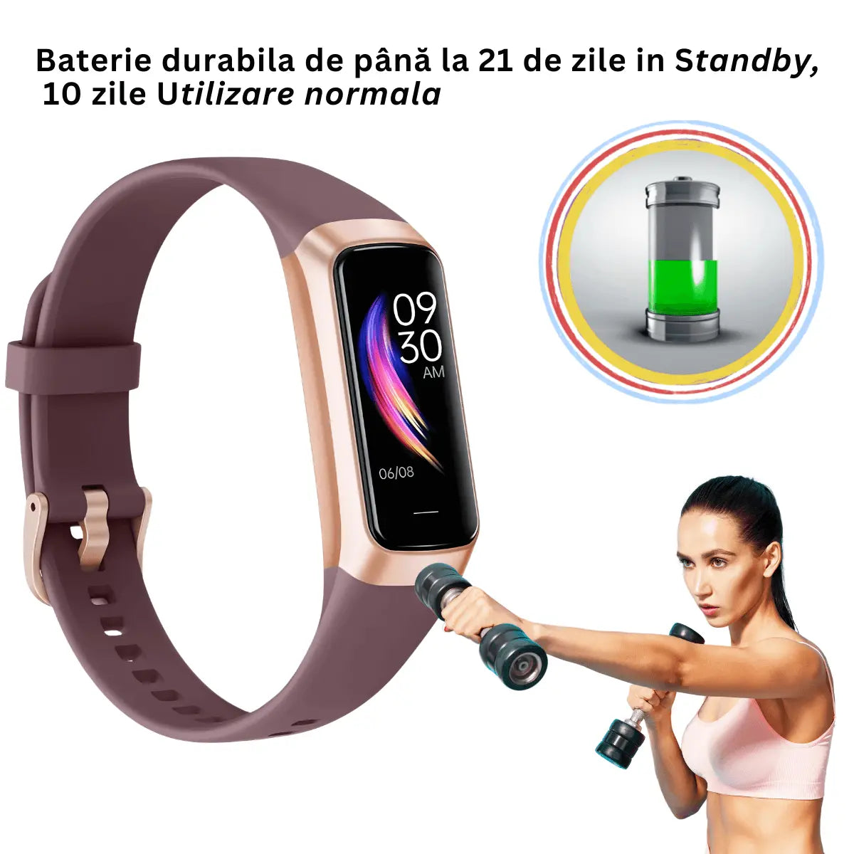 Ceas si Bratara Fitness 2 in 1 TechGS®, Mov - Cumpara24
