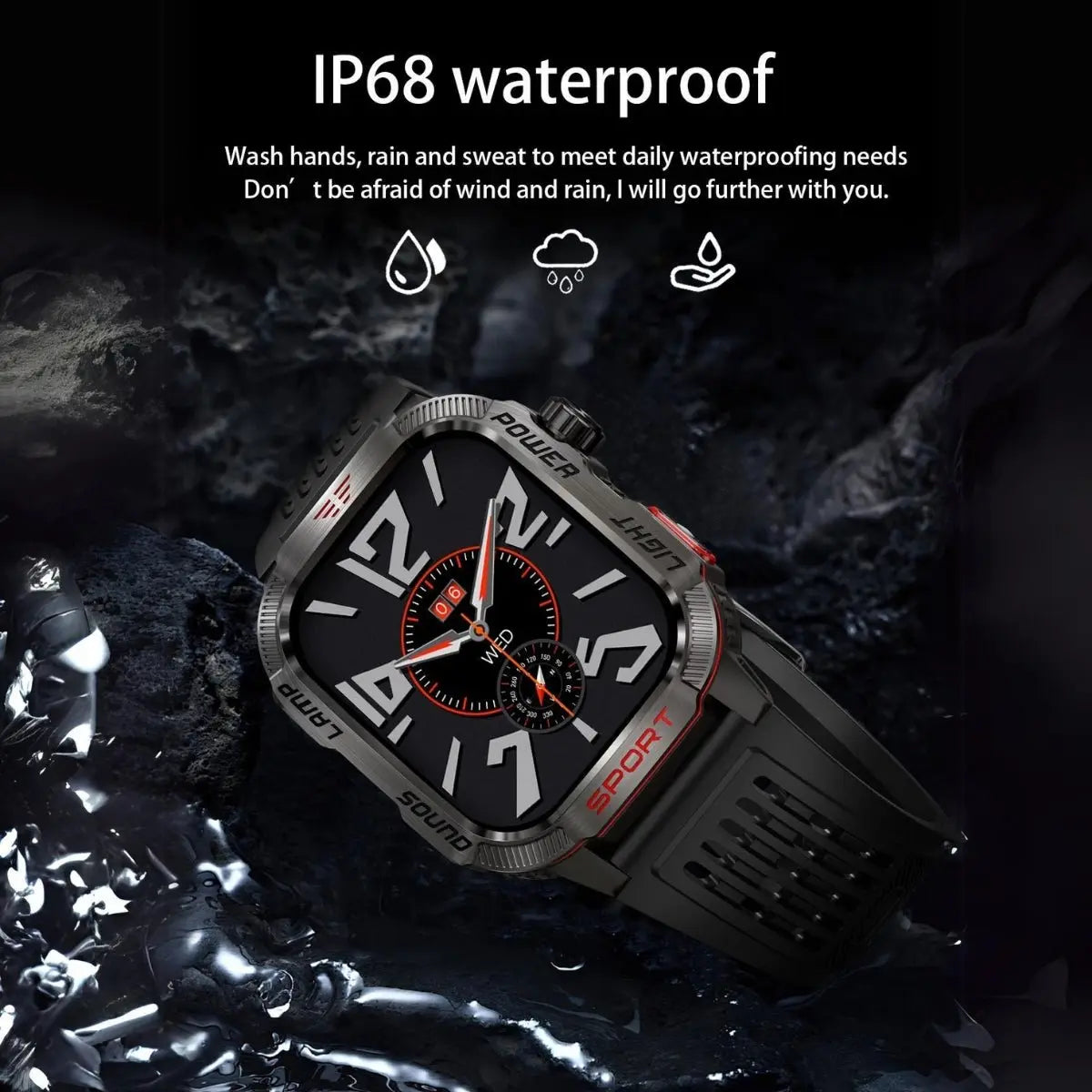 Ceas Smartwatch Barbatesc Stil Militar, TechGS®, Baterie 600 mAh, Ecran de 2.01 Inch, Meniu in Limba Romana, Pedometru, Pulsoximetru, 100+ Moduri Sportive, Lanterna, Lampa UV - Cumpara24