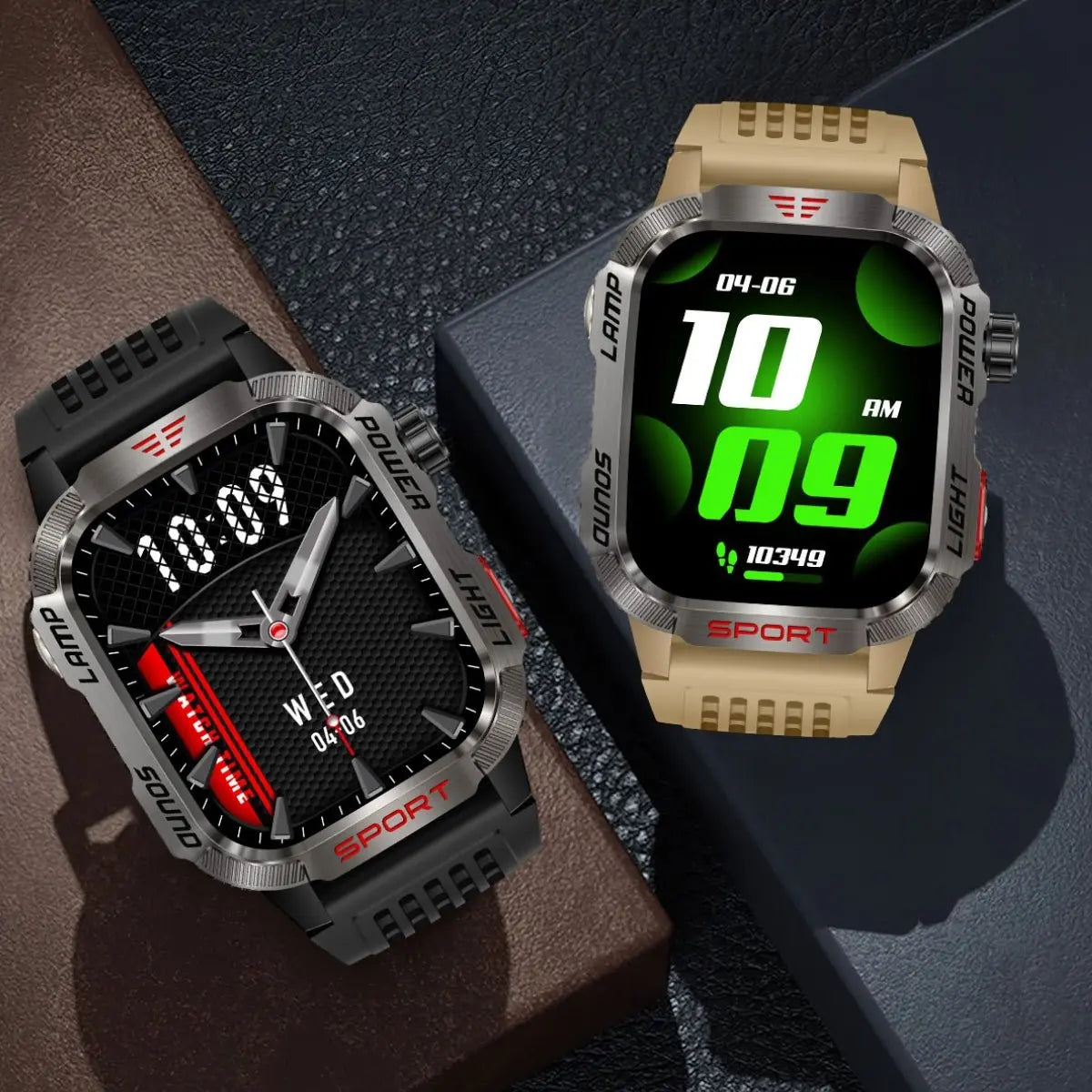 Ceas Smartwatch Barbatesc Stil Militar, TechGS®, Baterie 600 mAh, Ecran de 2.01 Inch, Meniu in Limba Romana, Pedometru, Pulsoximetru, 100+ Moduri Sportive, Lanterna, Lampa UV - Cumpara24