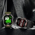 Ceas Smartwatch Barbatesc Stil Militar, TechGS®, Baterie 600 mAh, Ecran de 2.01 Inch, Meniu in Limba Romana, Pedometru, Pulsoximetru, 100+ Moduri Sportive, Lanterna, Lampa UV - Cumpara24