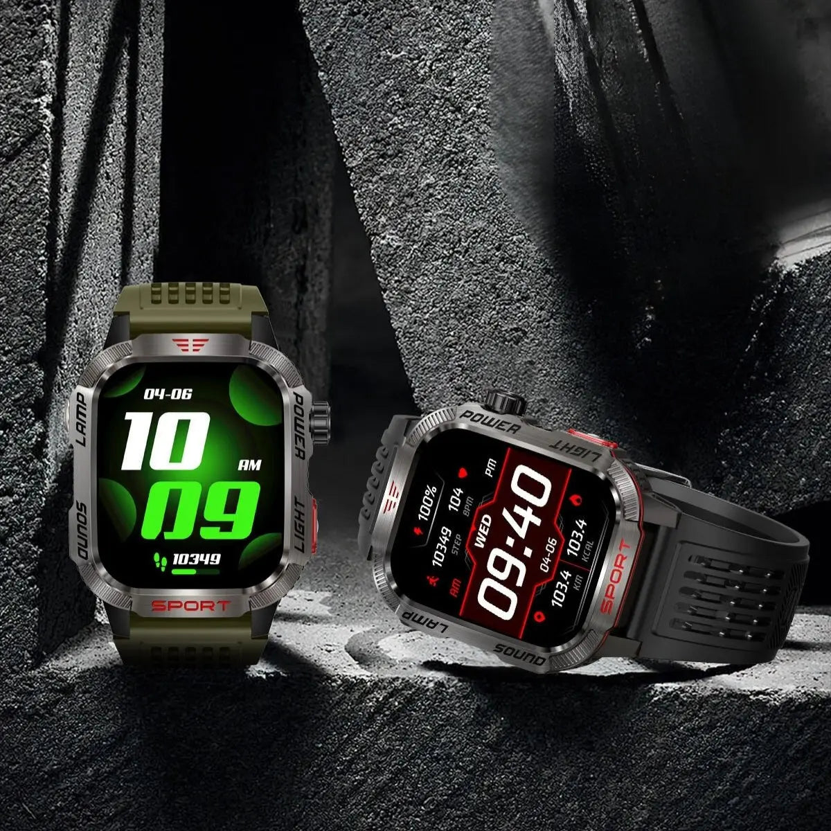 Ceas Smartwatch Barbatesc Stil Militar, TechGS®, Baterie 600 mAh, Ecran de 2.01 Inch, Meniu in Limba Romana, Pedometru, Pulsoximetru, 100+ Moduri Sportive, Lanterna, Lampa UV - Cumpara24