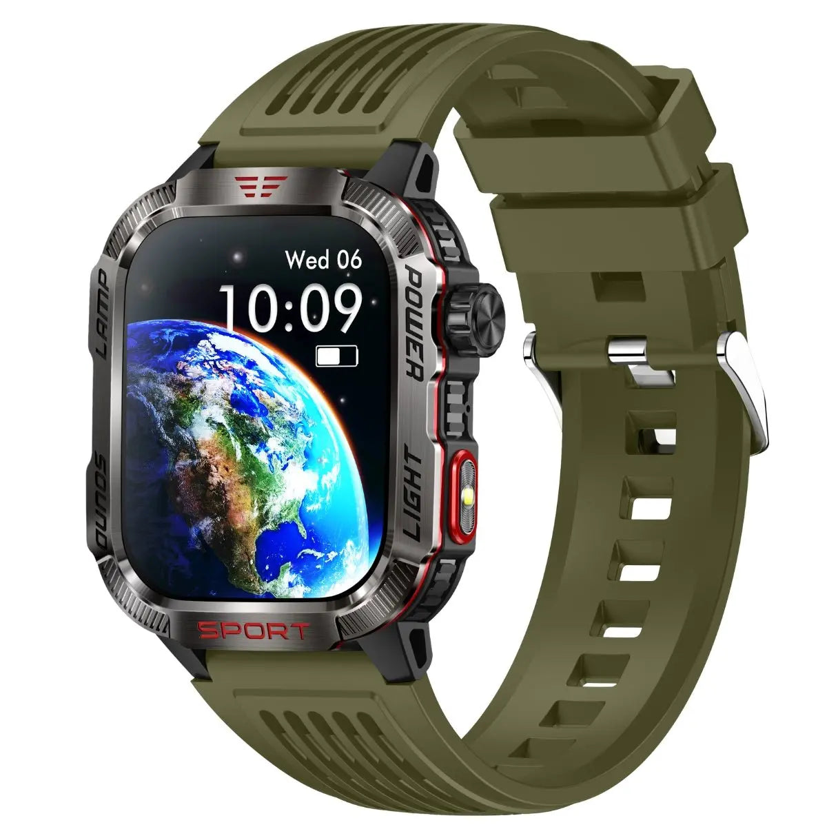 Ceas Smartwatch Barbatesc Stil Militar, TechGS®, Baterie 600 mAh, Ecran de 2.01 Inch, Meniu in Limba Romana, Pedometru, Pulsoximetru, 100+ Moduri Sportive, Lanterna, Lampa UV - Cumpara24