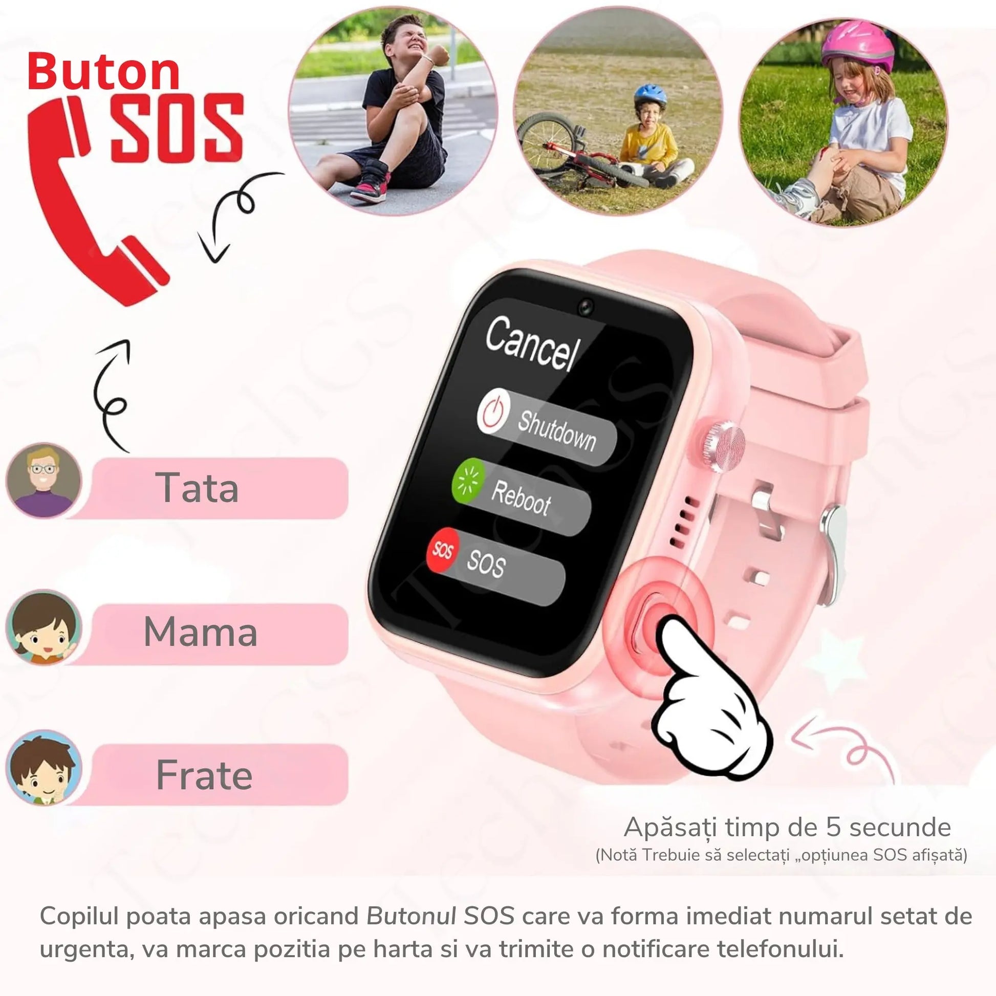 Ceas Smartwatch Copii, KidLife TechGS®, 4G cu GPS, 1.83 inch, Aplicatii, Monitorizare Traseu, Buton SOS, Sistem de Operare Android, Apelare Telefonica, Apel Video, 6 - 12 Ani, Baterie 700 mAh, Roz - Cumpara24