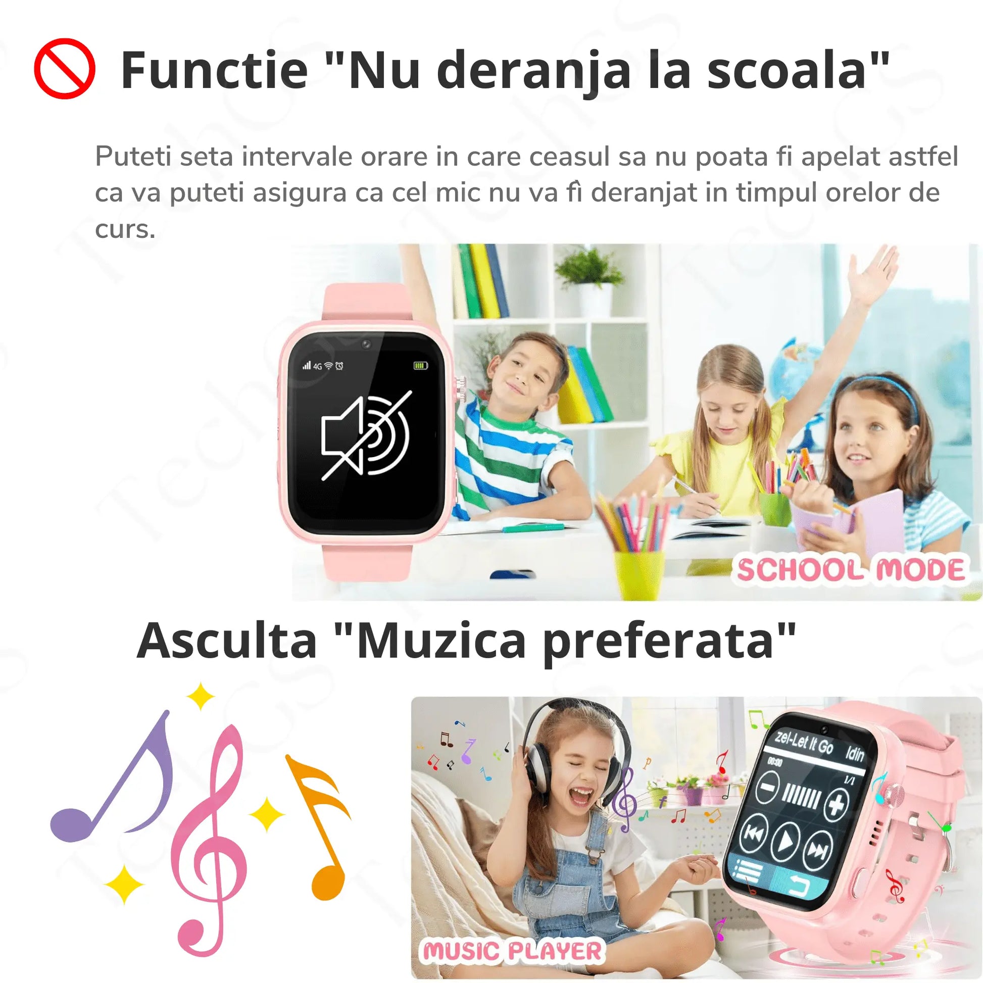 Ceas Smartwatch Copii, KidLife TechGS®, 4G cu GPS, 1.83 inch, Aplicatii, Monitorizare Traseu, Buton SOS, Sistem de Operare Android, Apelare Telefonica, Apel Video, 6 - 12 Ani, Baterie 700 mAh, Roz - Cumpara24