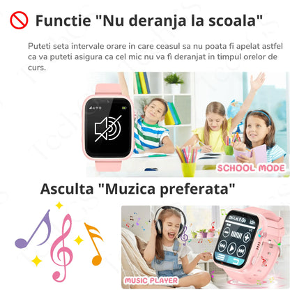 Ceas Smartwatch Copii, KidLife TechGS®, 4G cu GPS, 1.83 inch, Aplicatii, Monitorizare Traseu, Buton SOS, Sistem de Operare Android, Apelare Telefonica, Apel Video, 6 - 12 Ani, Baterie 700 mAh, Roz - Cumpara24