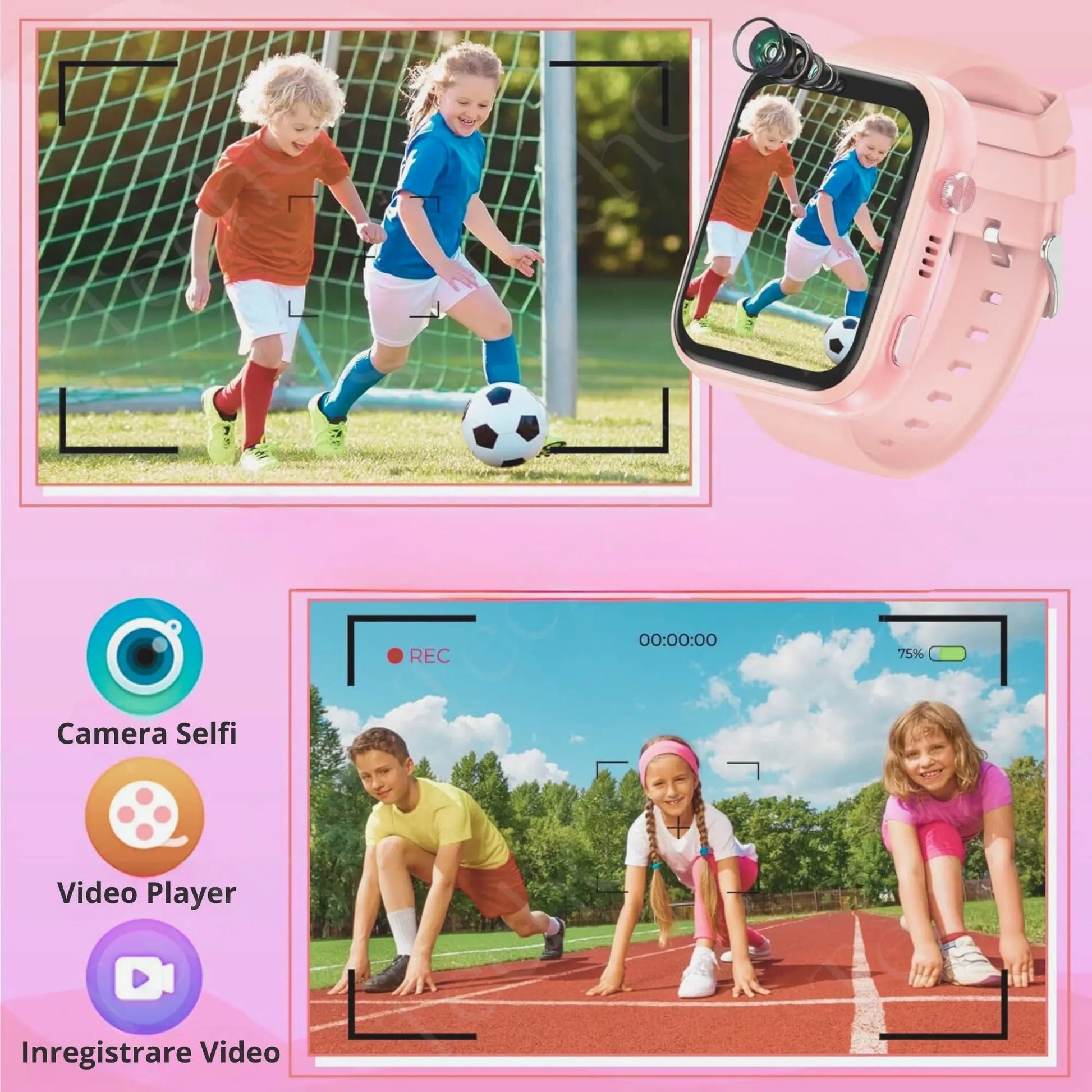 Ceas Smartwatch Copii, KidLife TechGS®, 4G cu GPS, 1.83 inch, Aplicatii, Monitorizare Traseu, Buton SOS, Sistem de Operare Android, Apelare Telefonica, Apel Video, 6 - 12 Ani, Baterie 700 mAh, Roz - Cumpara24