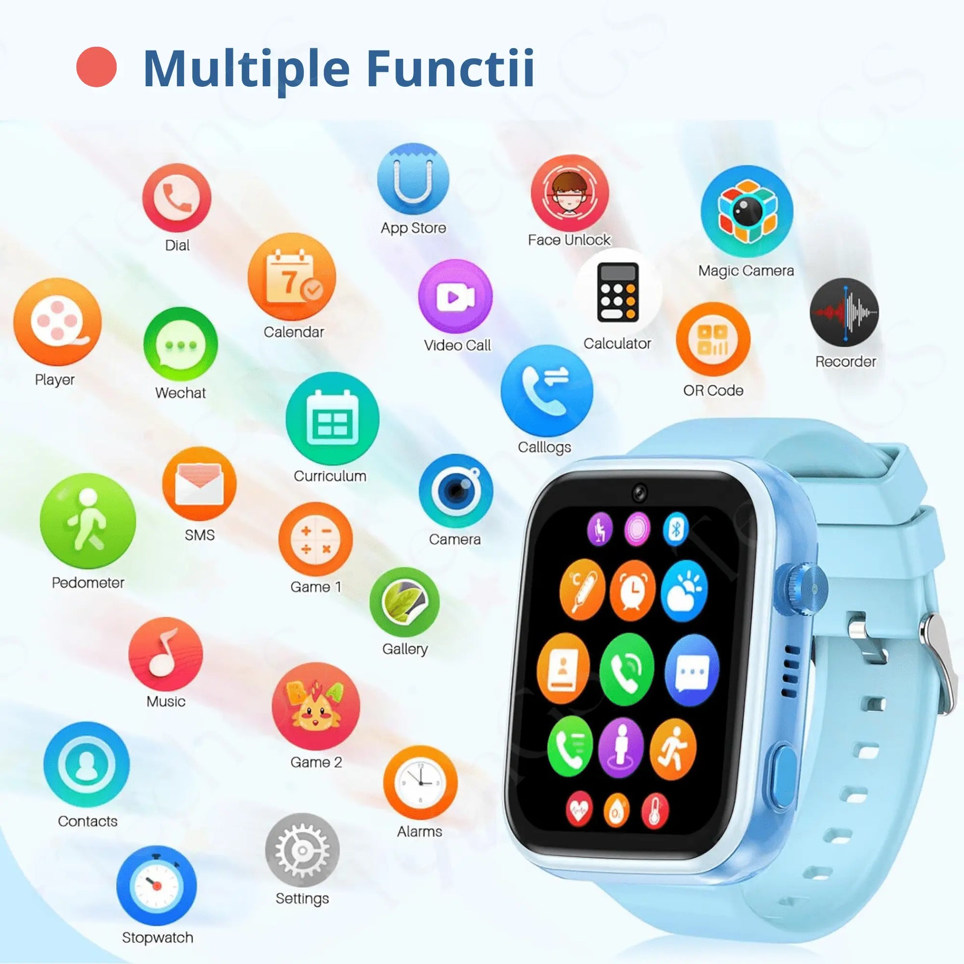 Ceas Smartwatch Copii, KidLife TechGS®, 4G cu GPS, 1.83 inch, Monitorizare Traseu, Buton SOS, Sistem de Operare Android, Camera Foto, 6 - 12 Ani, Player Muzical, Face Unlock, Baterie 700 mAh, Albastru - Cumpara24