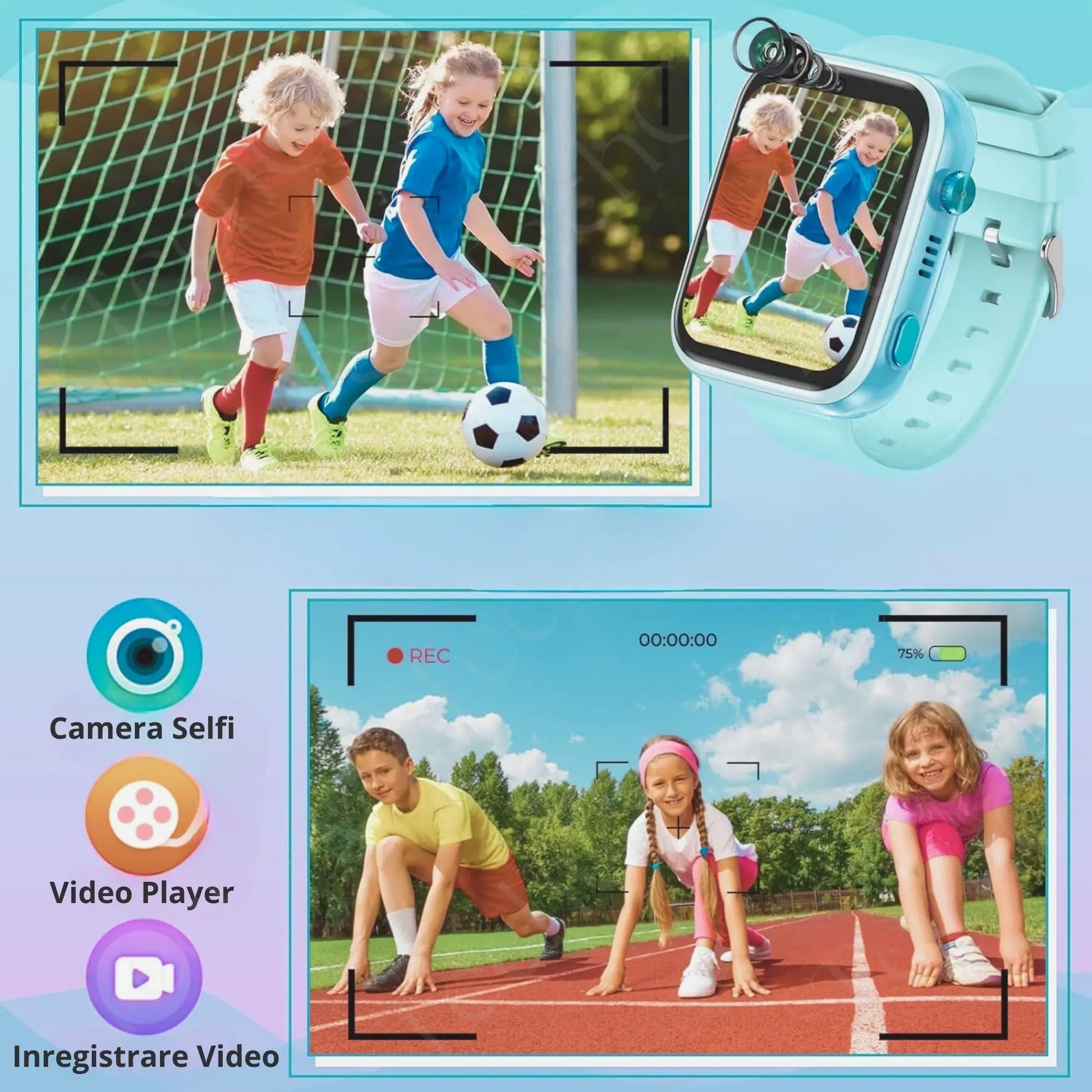 Ceas Smartwatch Copii, KidLife TechGS®, 4G cu GPS, 1.83 inch, Monitorizare Traseu, Buton SOS, Sistem de Operare Android, Camera Foto, 6 - 12 Ani, Player Muzical, Face Unlock, Baterie 700 mAh, Albastru - Cumpara24