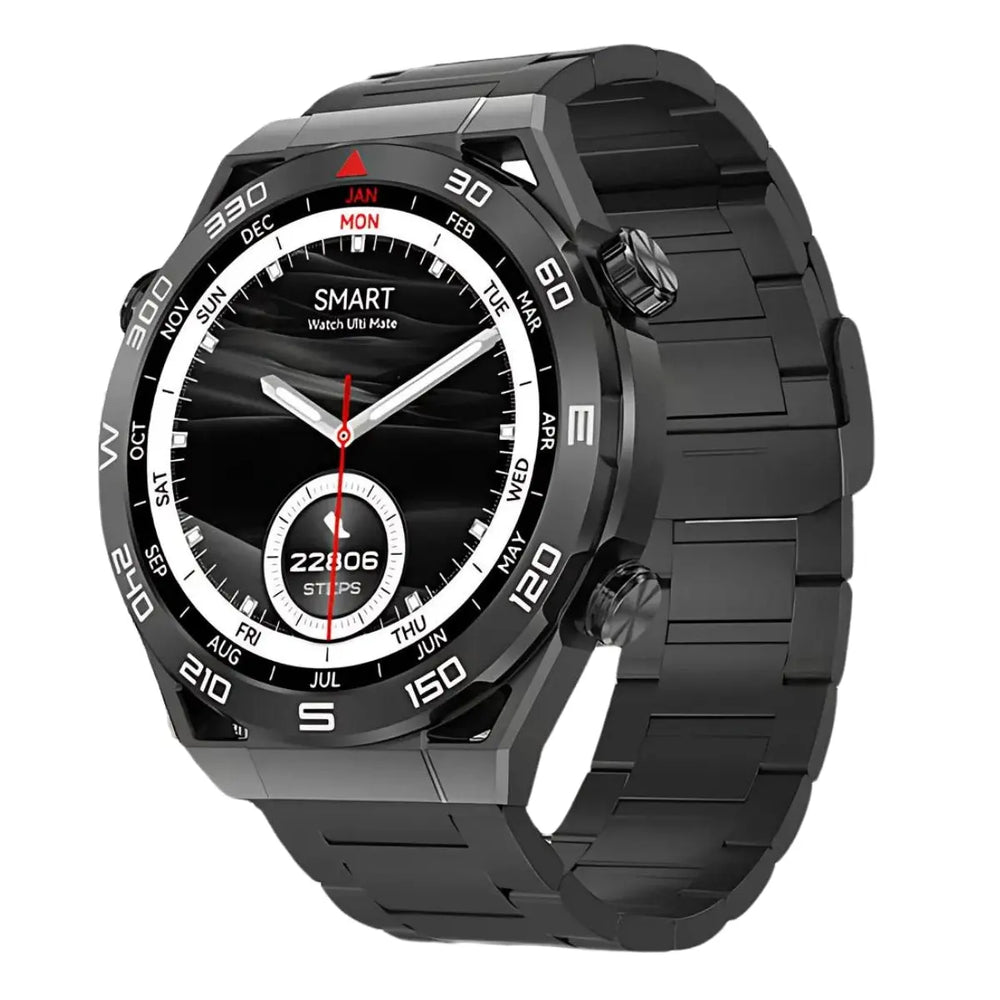 Ceas Smartwatch,TechGS®, Ultimate cu Aliaj de ZINC, Apel Bluetooth HD, Notificari Inteligente, Tensiune Arterială, Ritm Cardiac si Oxigen, Pedometru, IP68, Baterie 400 mAh - Cumpara24