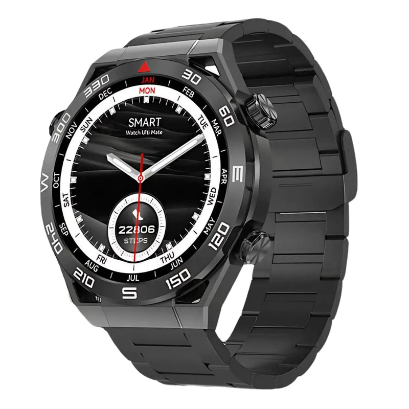 Ceas Smartwatch,TechGS®, Ultimate cu Aliaj de ZINC, Apel Bluetooth HD, Notificari Inteligente, Tensiune Arterială, Ritm Cardiac si Oxigen, Pedometru, IP68, Baterie 400 mAh - Cumpara24
