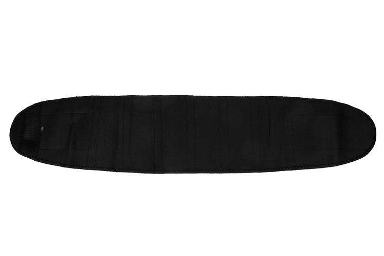 Corset fitness negru, 188cm, desfasurat complet, cu design ergonomic si material elastic pentru sustinere optima in timpul antrenamentelor.