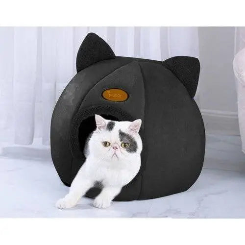 Culcus de Plus pentru Pisici, Culoare Neagra, Umplutura din Bumbac PP, Negru - Cumpara24