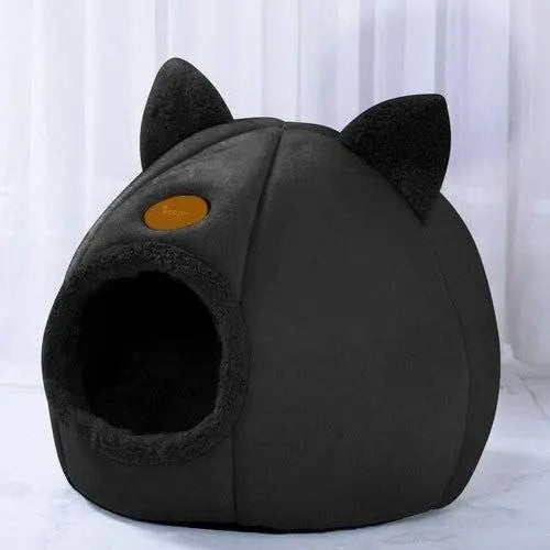 Culcus de Plus pentru Pisici, Culoare Neagra, Umplutura din Bumbac PP, Negru - Cumpara24