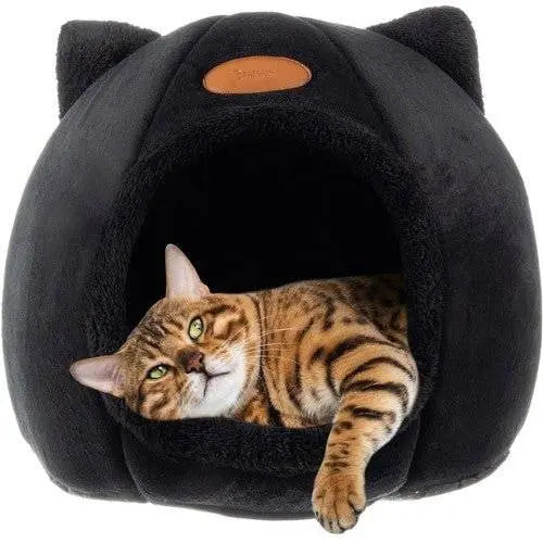 Culcus de Plus pentru Pisici, Culoare Neagra, Umplutura din Bumbac PP, Negru - Cumpara24